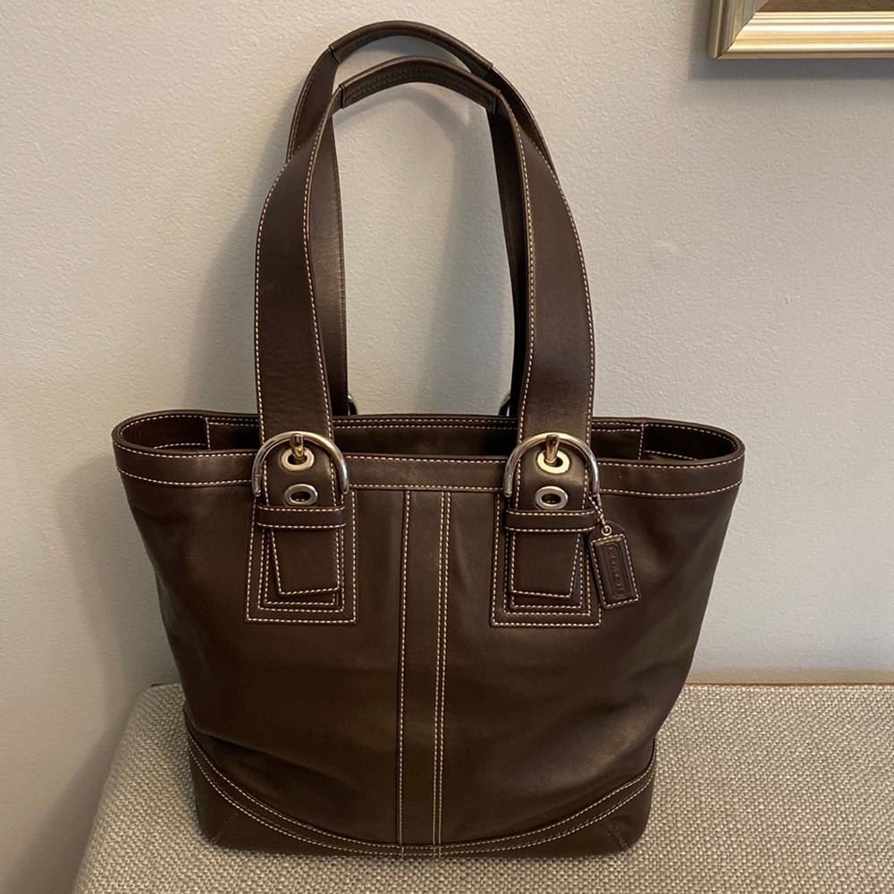 Brown Leather Coach Tote